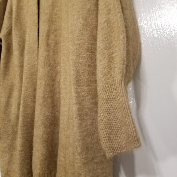 H&M Long Open Knit Cardigan Tan Wool XS Women Sweater Oversized Balloon Sleeves - Picture 5 of 13